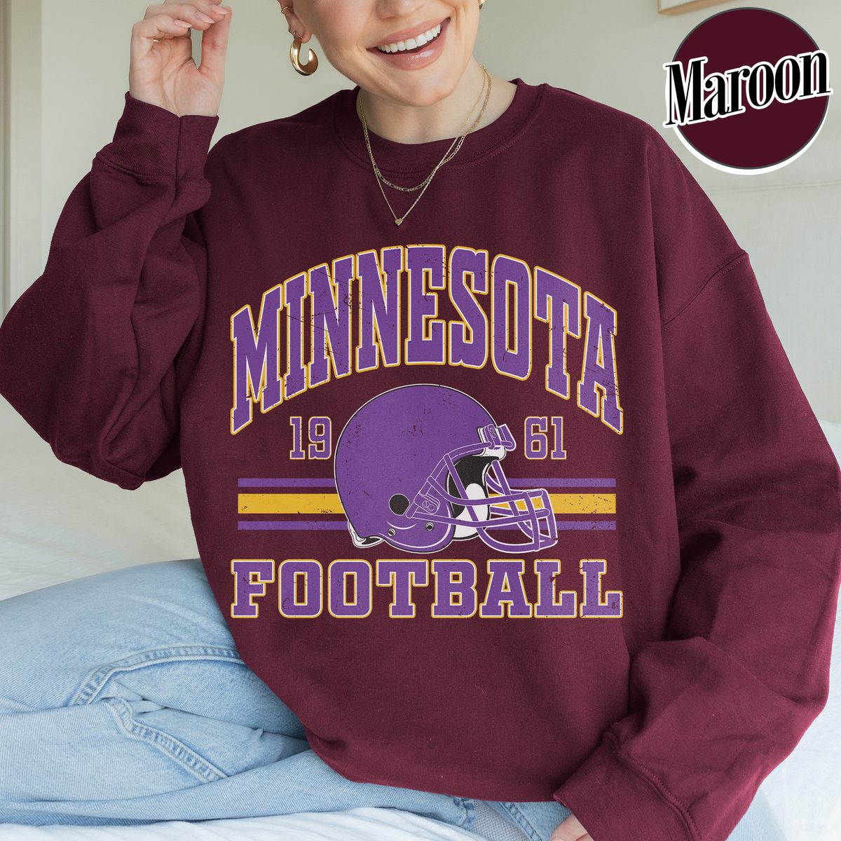 Unisex Minnesota football vintage crewneck sweatshirt for men and women