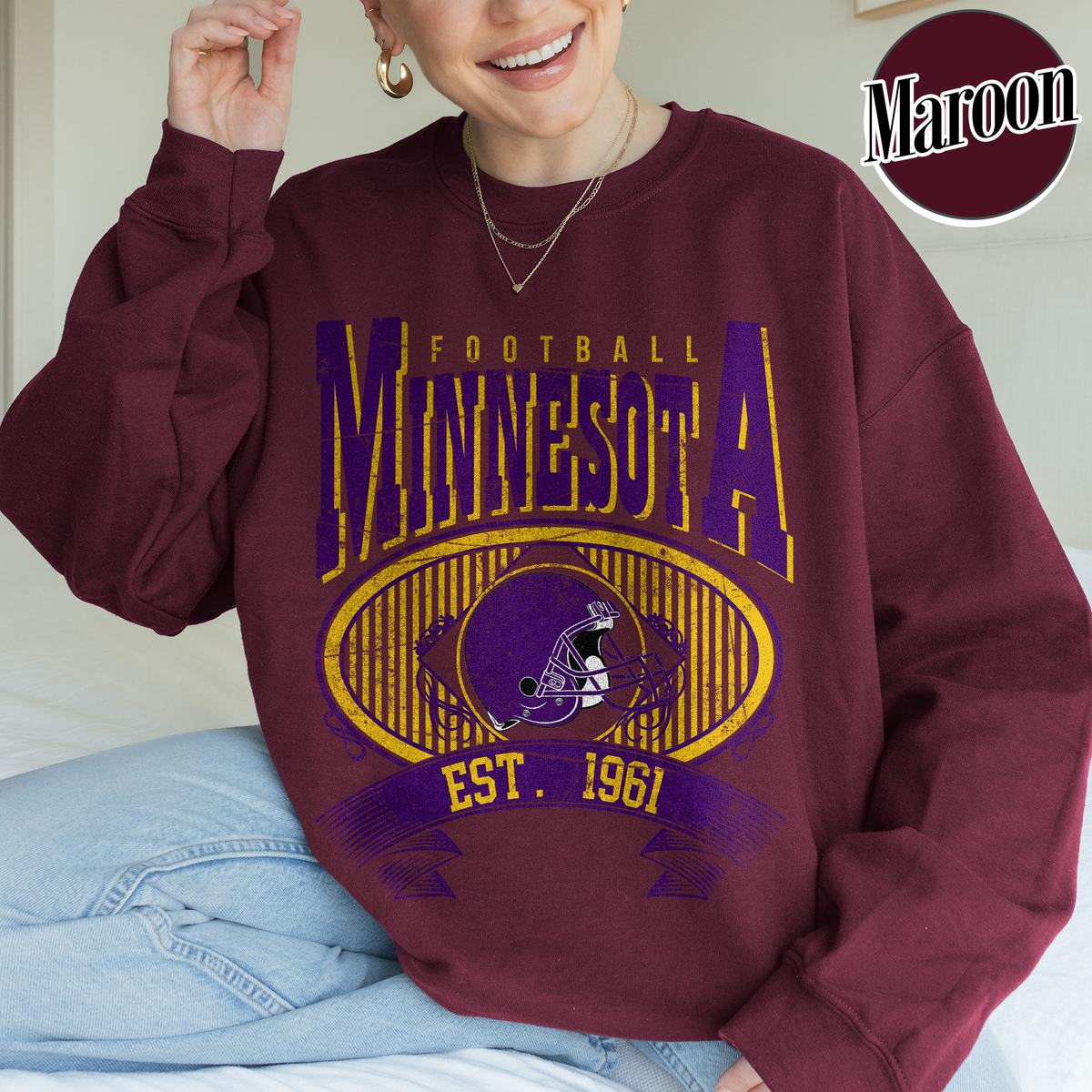 Unisex Minnesota football vintage crewneck sweatshirt for men and women
