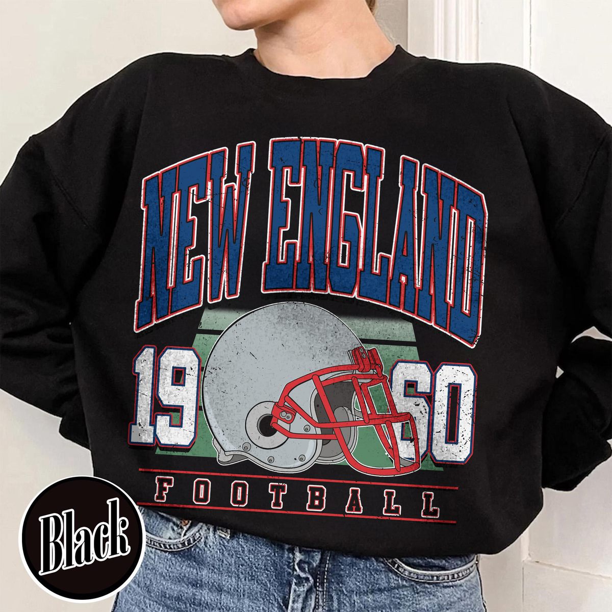 Unisex New England football vintage crewneck sweatshirt for men and women