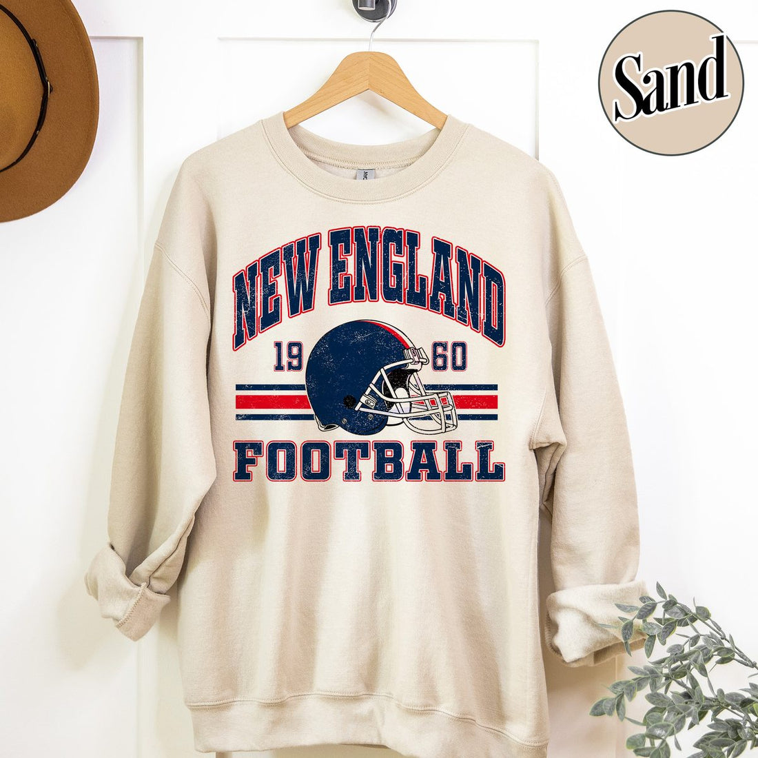 Unisex New England football vintage crewneck sweatshirt for men and women