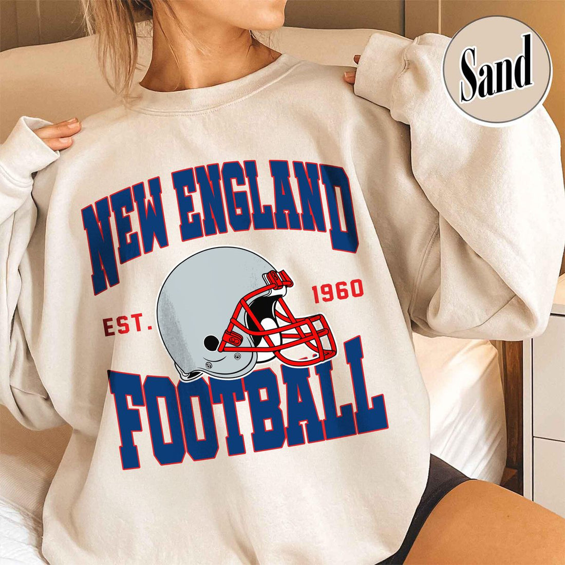 Unisex New England football vintage crewneck sweatshirt for men and women