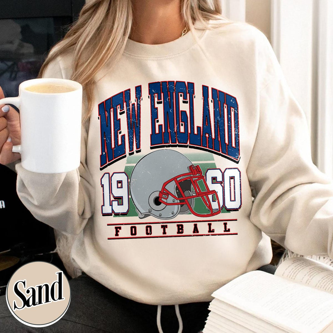 Unisex New England football vintage crewneck sweatshirt for men and women