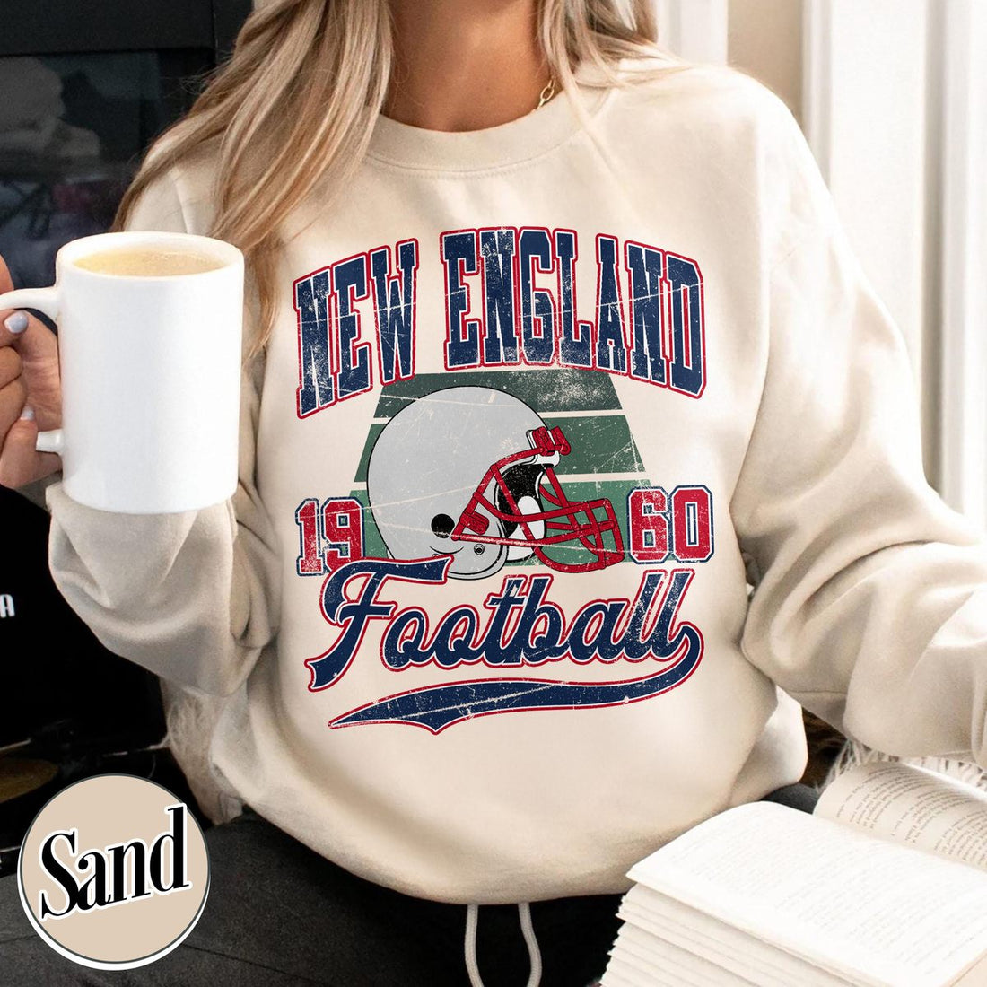Unisex New England football vintage crewneck sweatshirt for men and women
