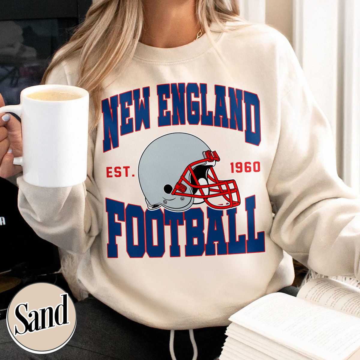Unisex New England football vintage crewneck sweatshirt for men and women