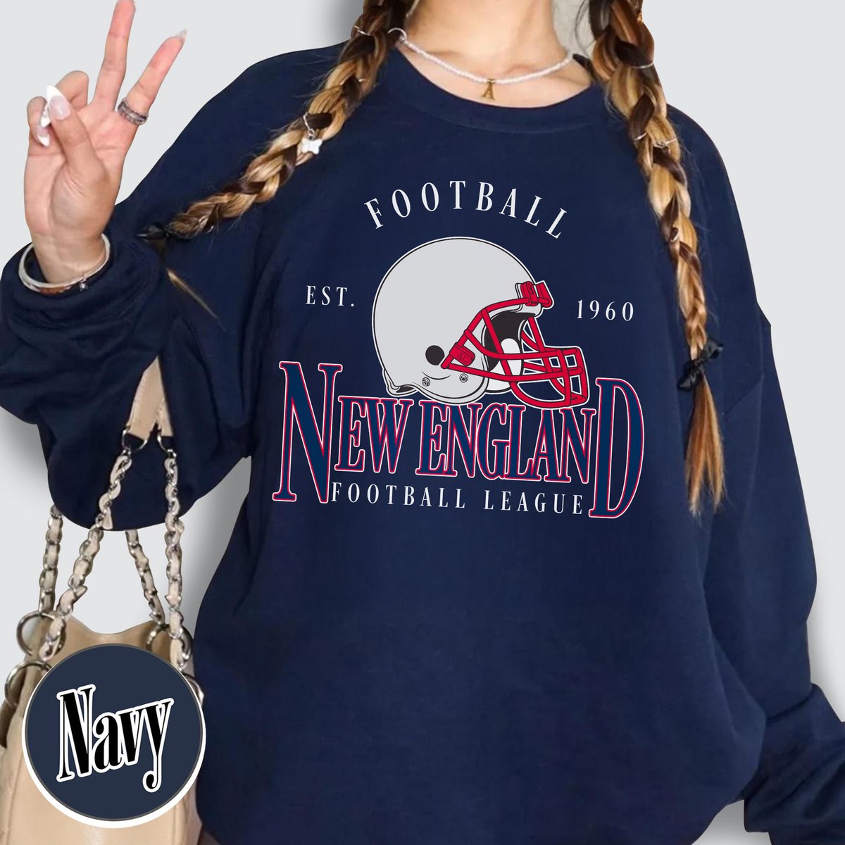Unisex New England football vintage crewneck sweatshirt for men and women