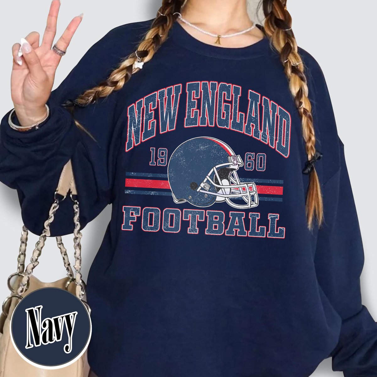 Unisex New England football vintage crewneck sweatshirt for men and women