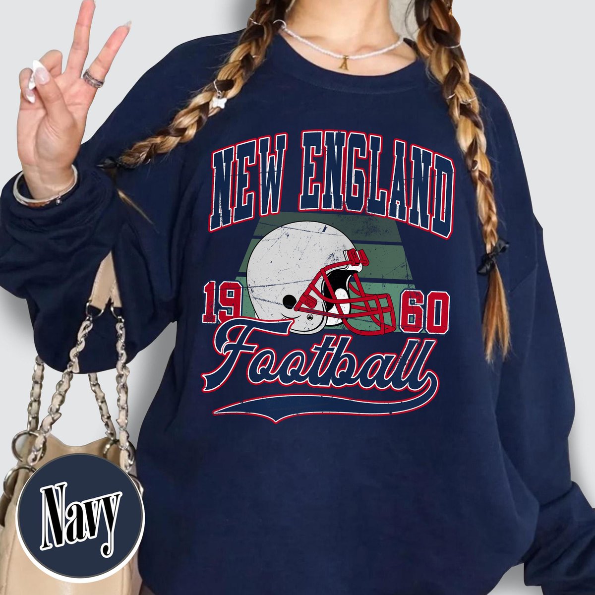 Unisex New England football vintage crewneck sweatshirt for men and women