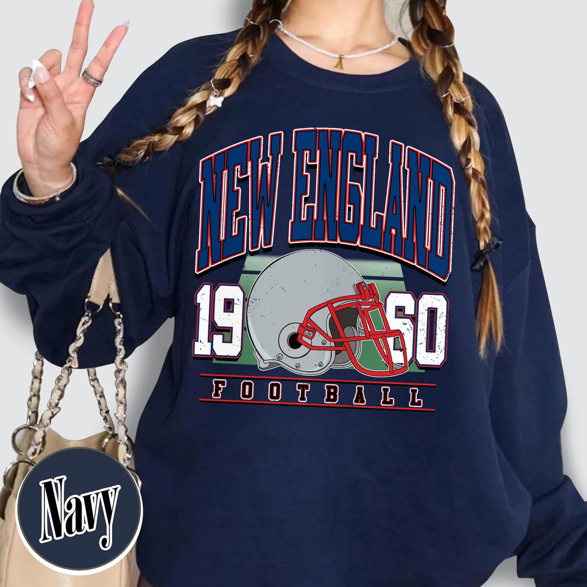 Unisex New England football vintage crewneck sweatshirt for men and women
