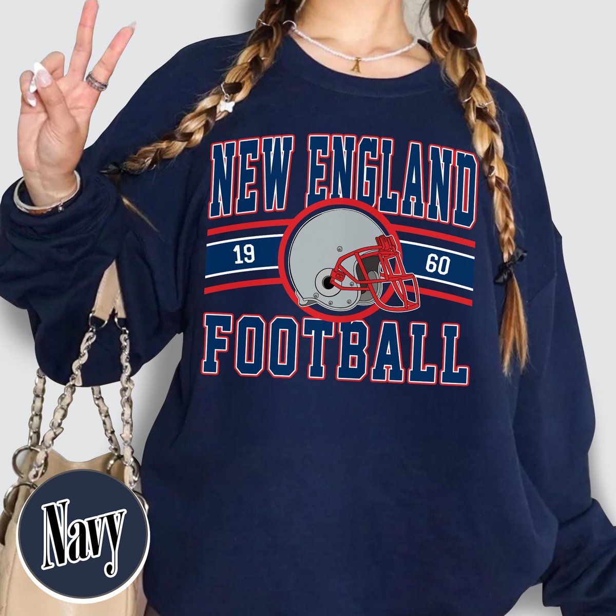 Unisex New England football vintage crewneck sweatshirt for men and women