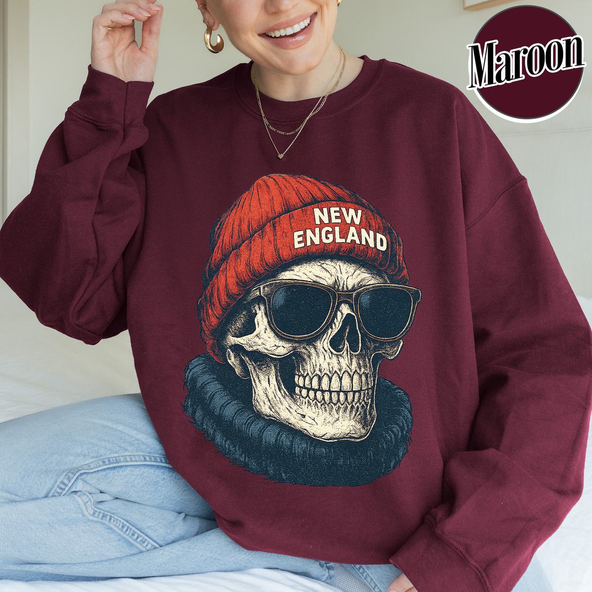 Unisex New England football vintage crewneck sweatshirt for men and women