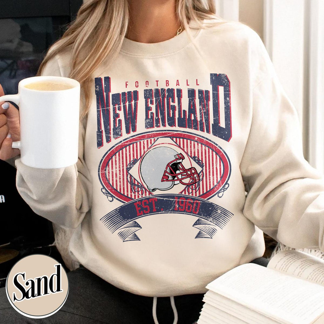 Unisex New England football vintage crewneck sweatshirt for men and women