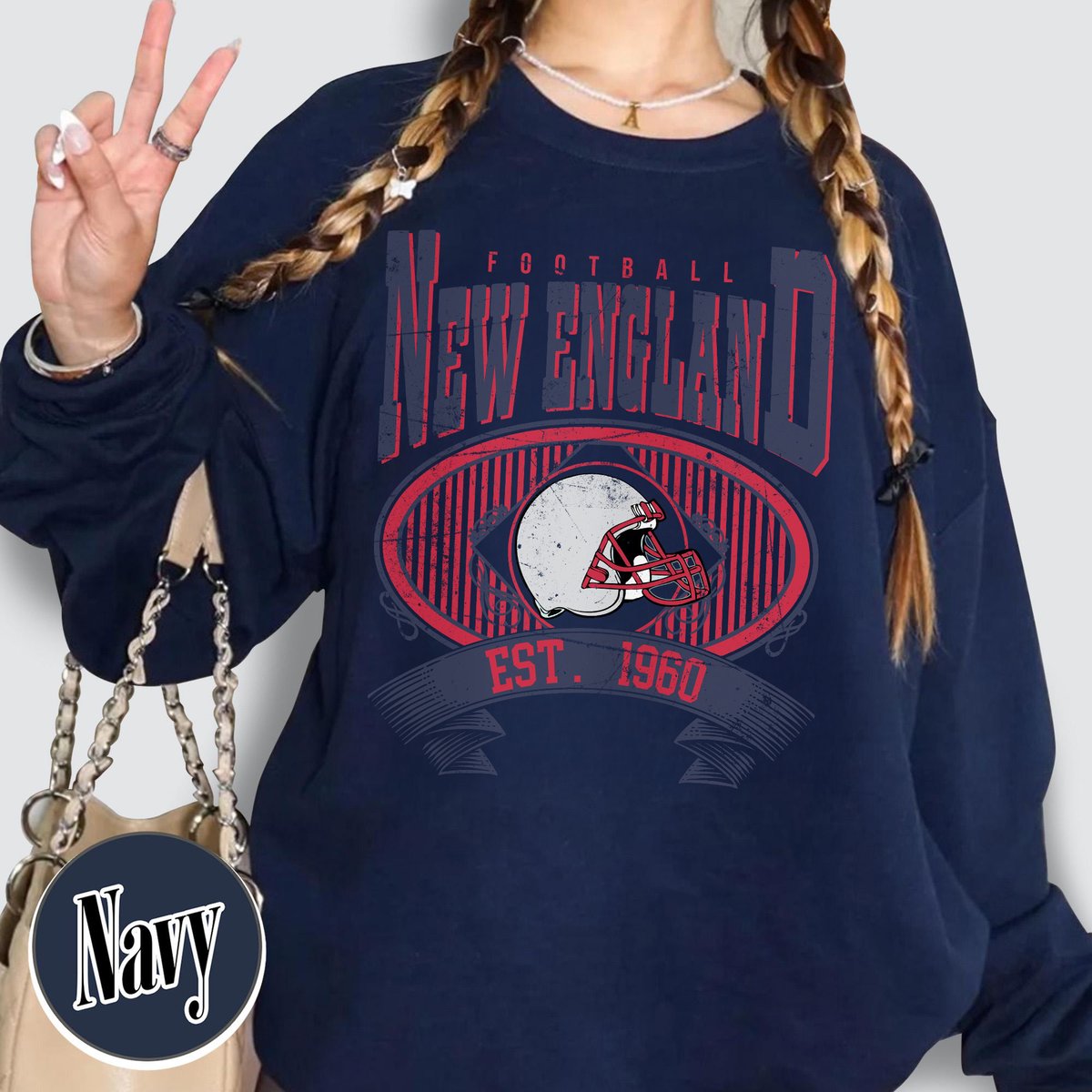 Unisex New England football vintage crewneck sweatshirt for men and women