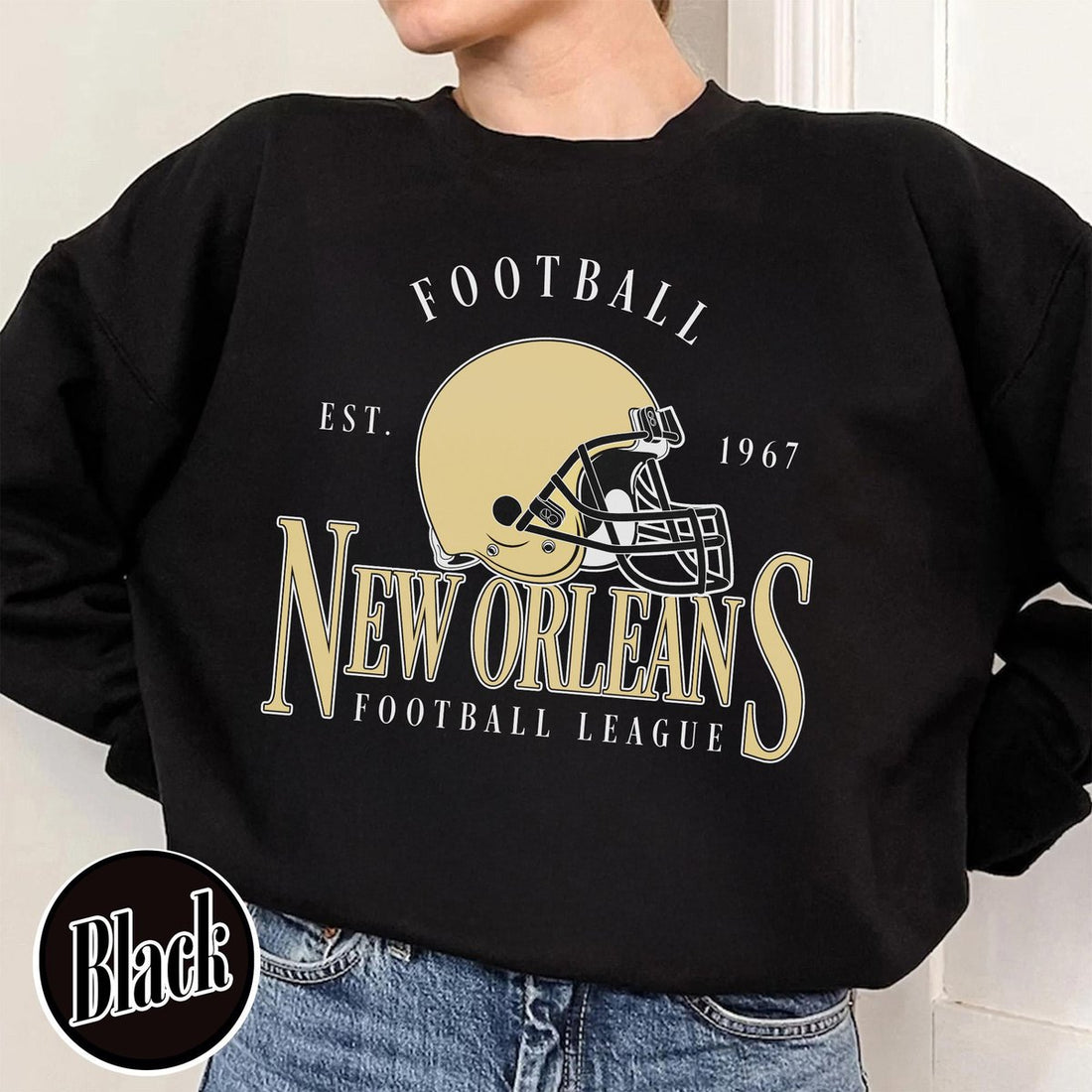 Unisex New Orleans football vintage crewneck sweatshirt for men and women