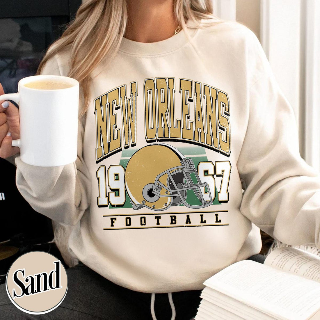 Unisex New Orleans football vintage crewneck sweatshirt for men and women
