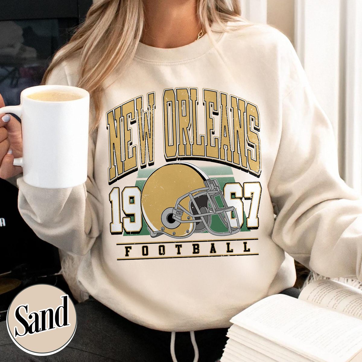 Unisex New Orleans football vintage crewneck sweatshirt for men and women