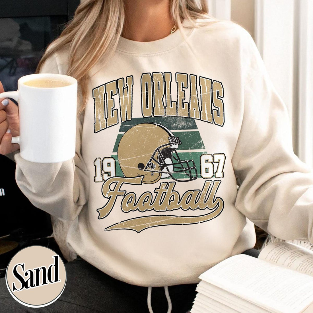 Unisex New Orleans football vintage crewneck sweatshirt for men and women