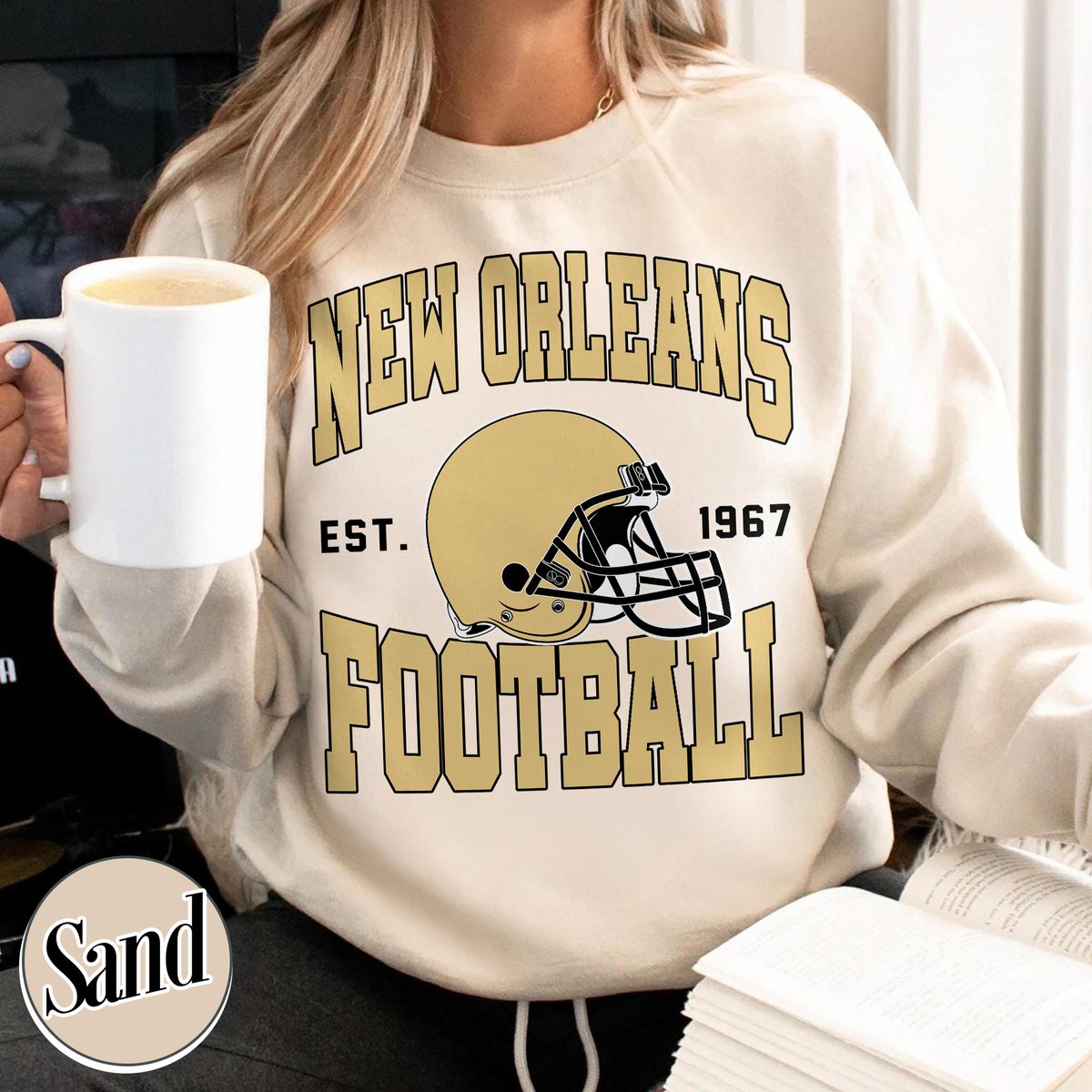 Unisex New Orleans football vintage crewneck sweatshirt for men and women