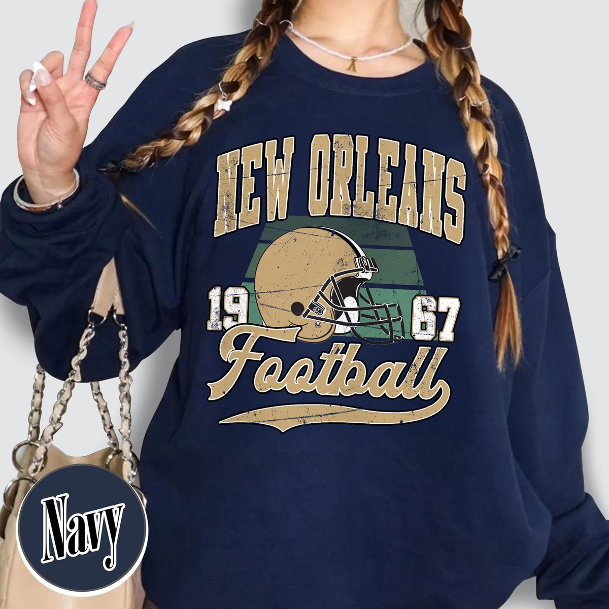 Unisex New Orleans football vintage crewneck sweatshirt for men and women