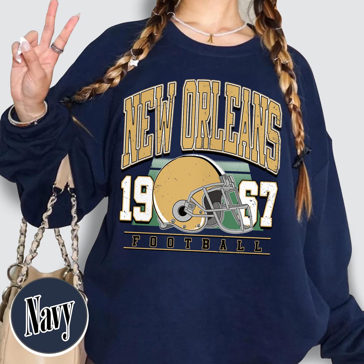 Unisex New Orleans football vintage crewneck sweatshirt for men and women