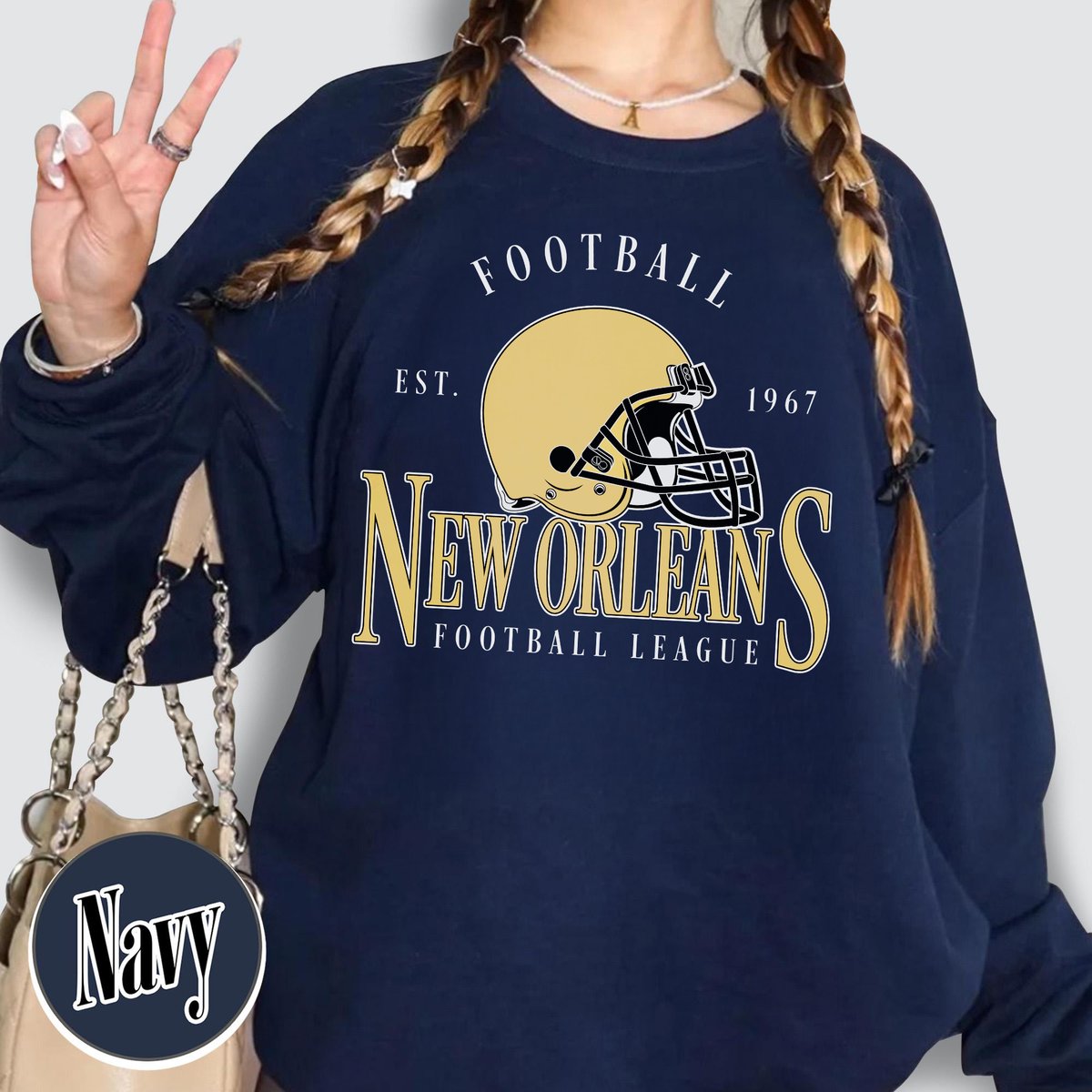 Unisex New Orleans football vintage crewneck sweatshirt for men and women