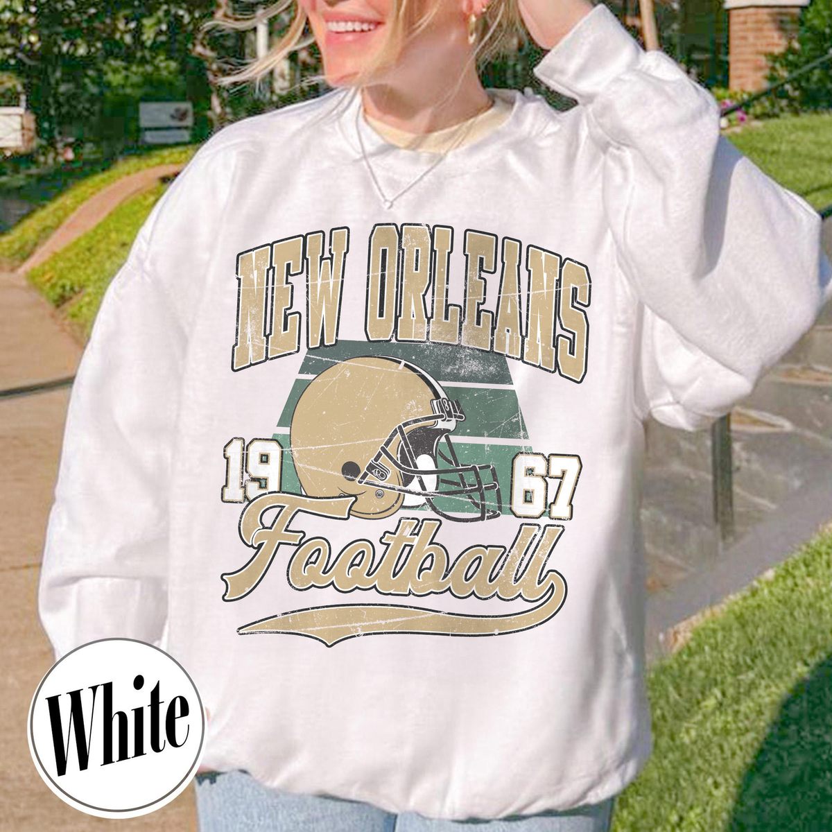 Unisex New Orleans football vintage crewneck sweatshirt for men and women