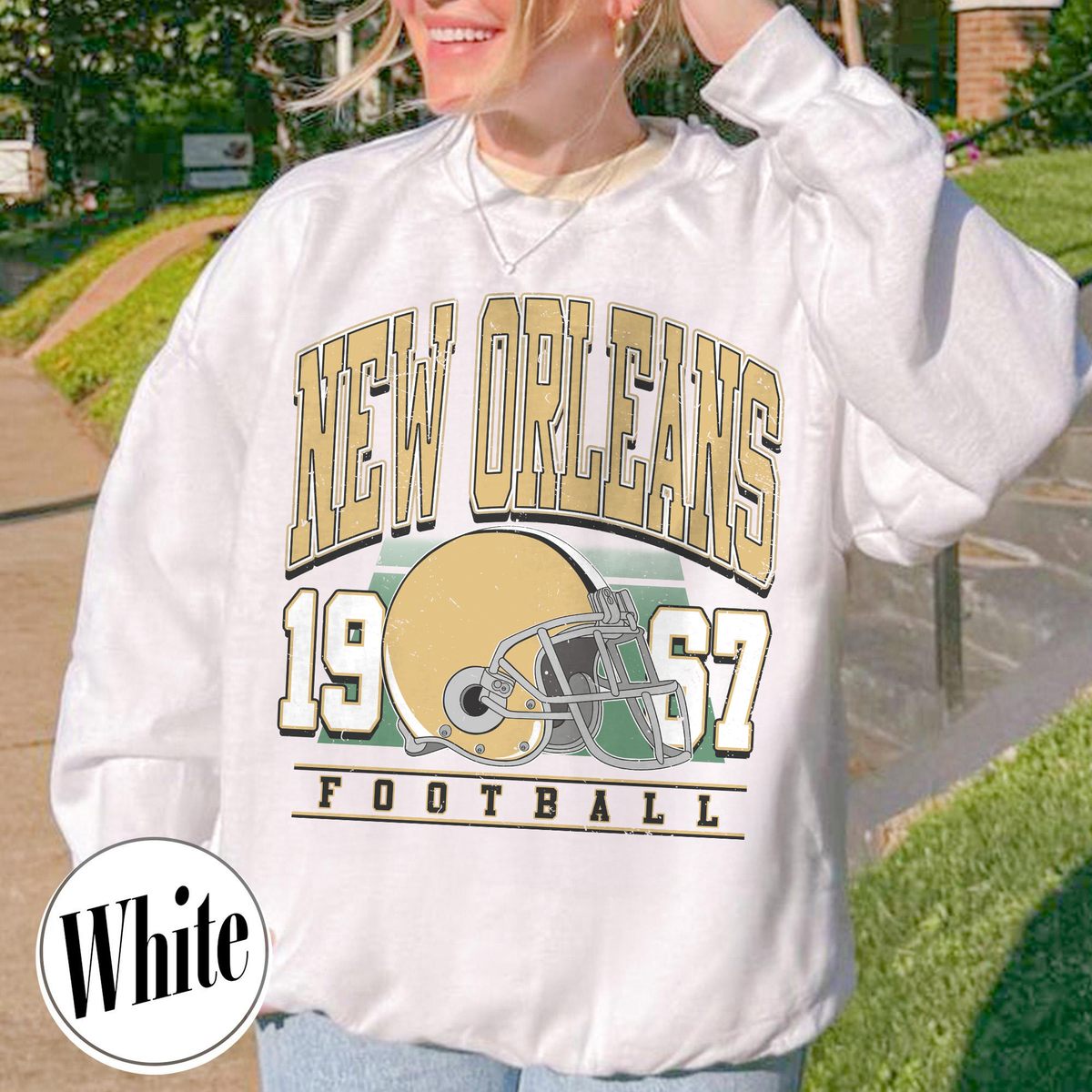 Unisex New Orleans football vintage crewneck sweatshirt for men and women