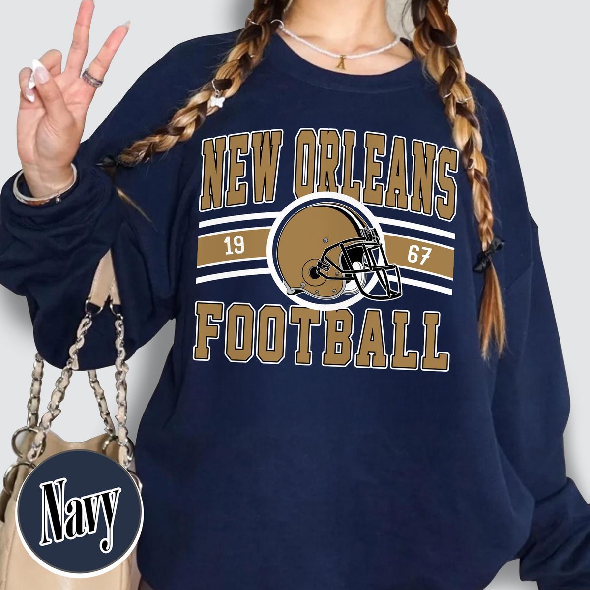 Unisex New Orleans football vintage crewneck sweatshirt for men and women
