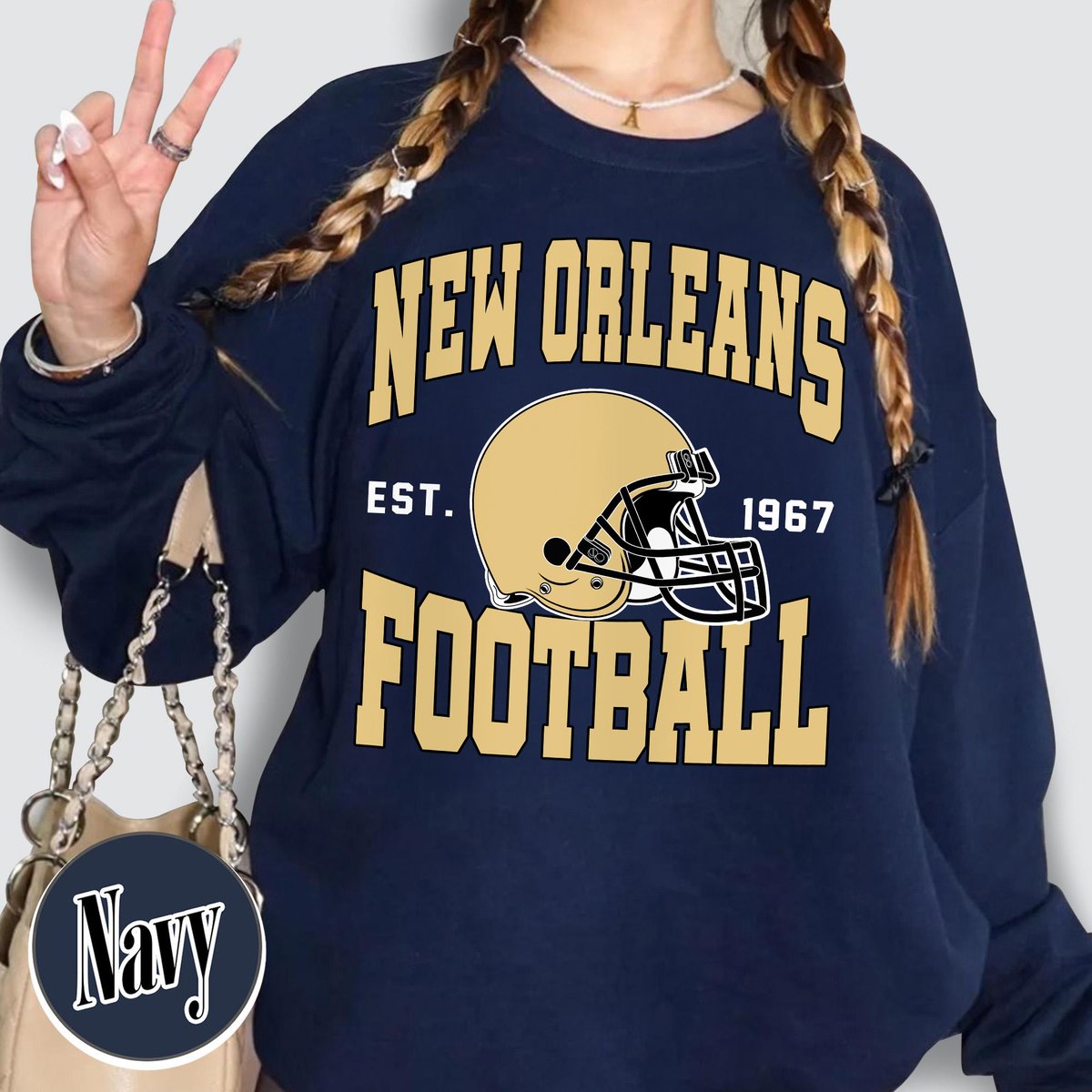 Unisex New Orleans football vintage crewneck sweatshirt for men and women