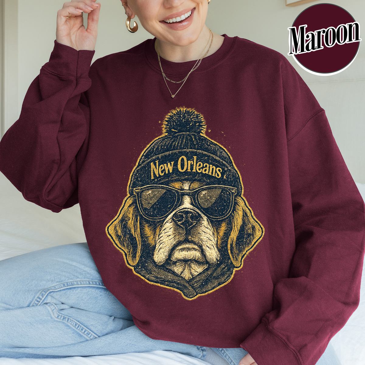 Unisex New Orleans football vintage crewneck sweatshirt for men and women