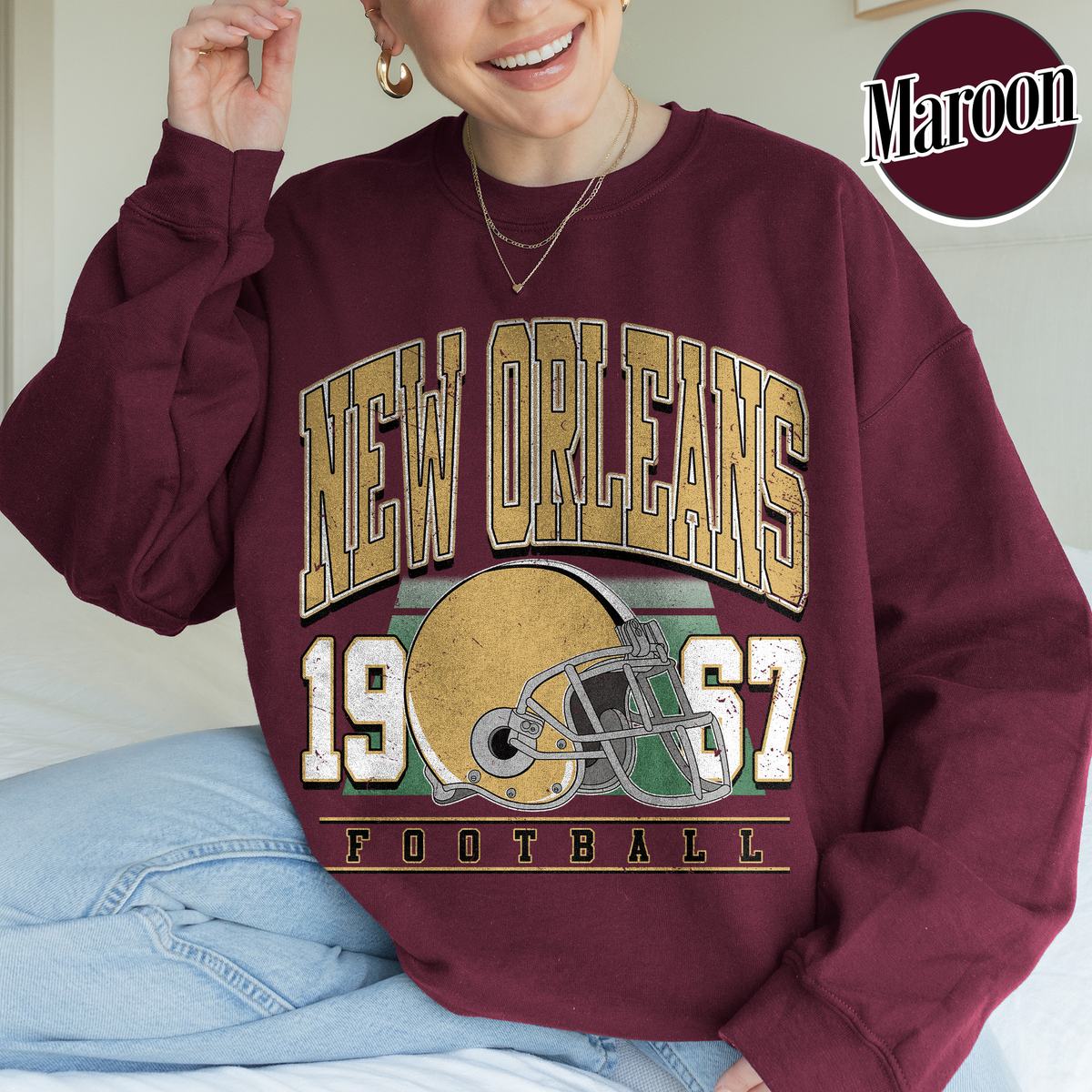 Unisex New Orleans football vintage crewneck sweatshirt for men and women