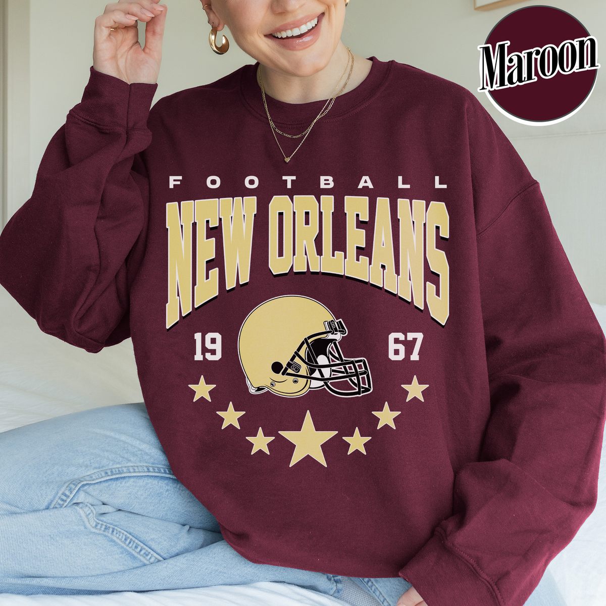Unisex New Orleans football vintage crewneck sweatshirt for men and women