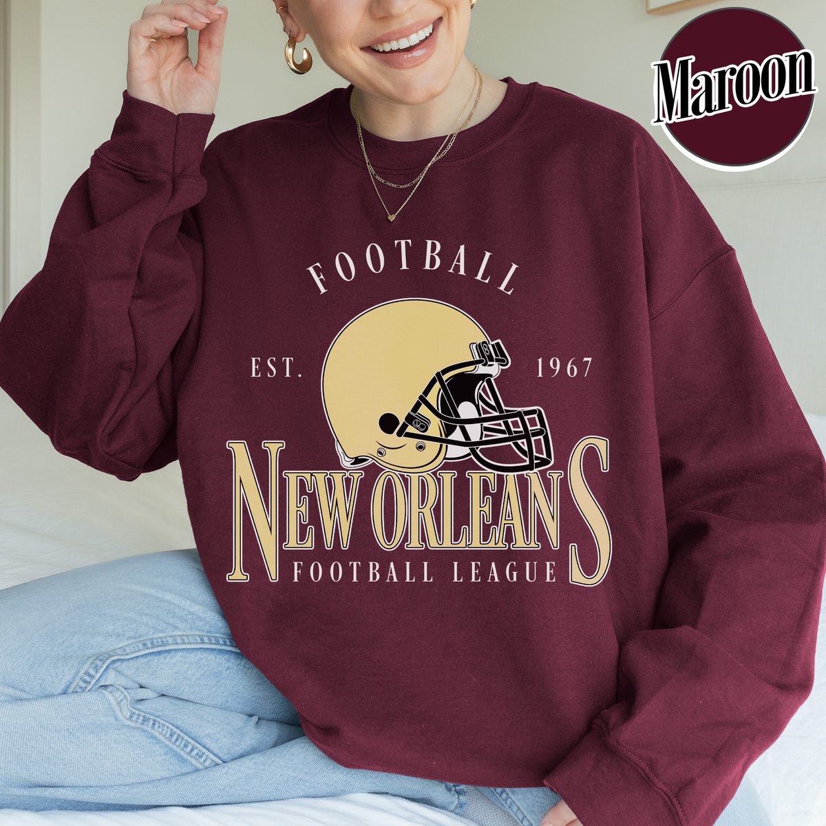 Unisex New Orleans football vintage crewneck sweatshirt for men and women
