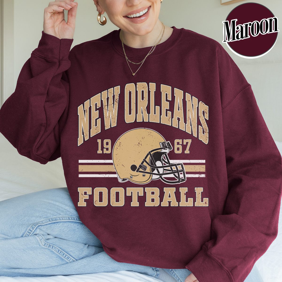 Unisex New Orleans football vintage crewneck sweatshirt for men and women