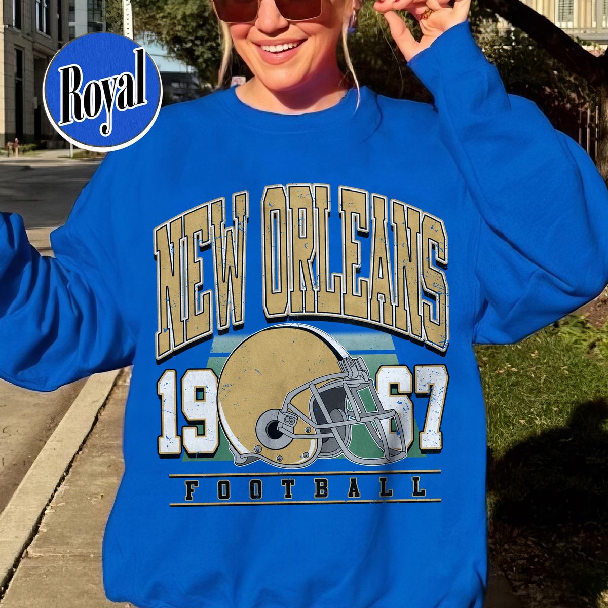 Unisex New Orleans football vintage crewneck sweatshirt for men and women