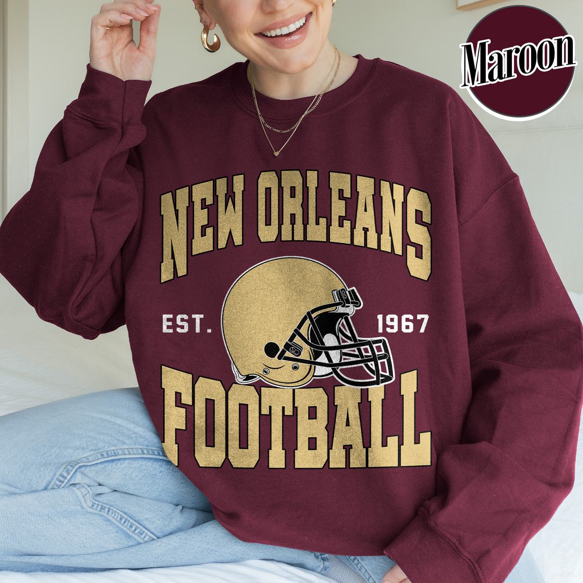 Unisex New Orleans football vintage crewneck sweatshirt for men and women