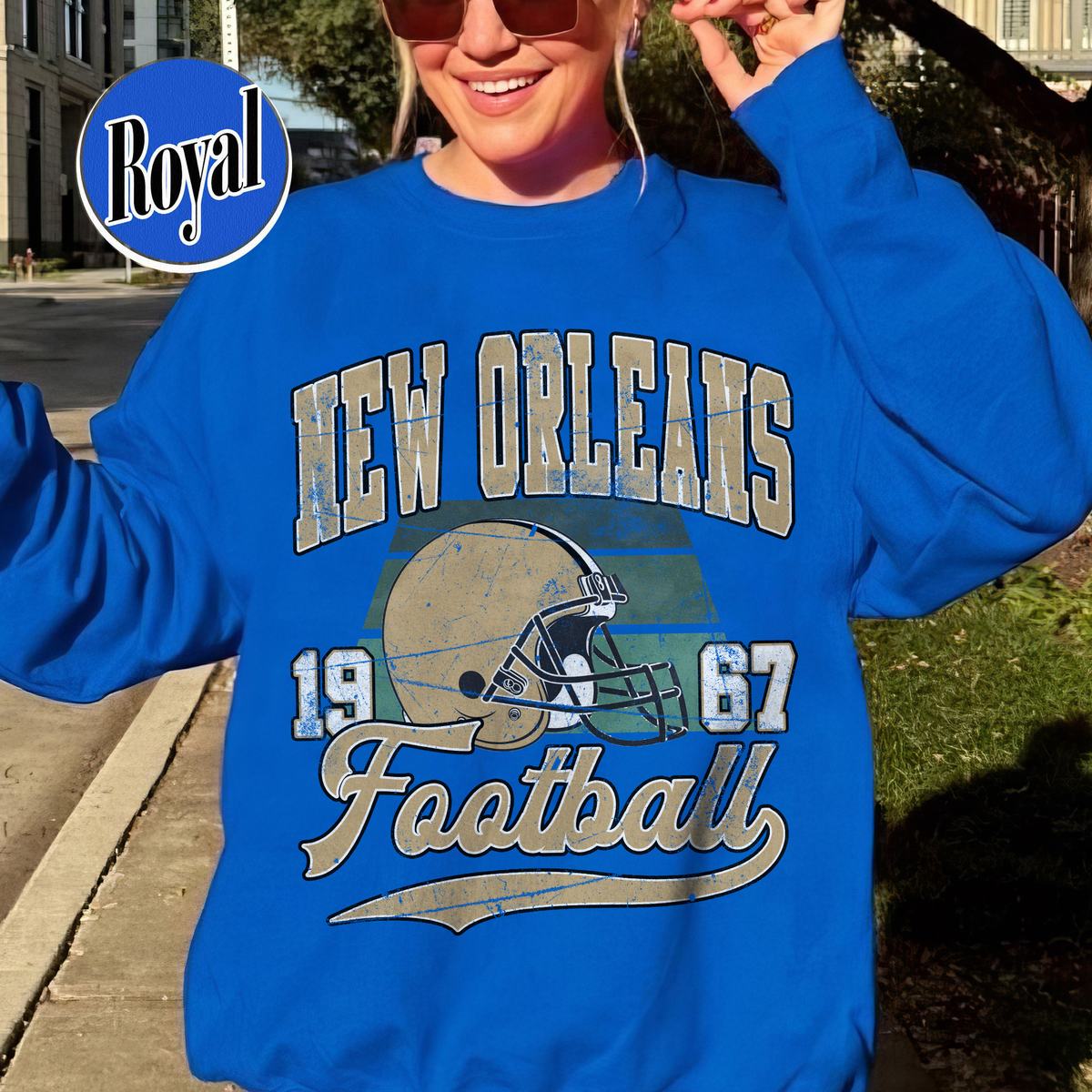 Unisex New Orleans football vintage crewneck sweatshirt for men and women