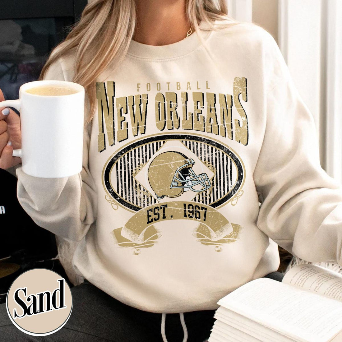 Unisex New Orleans football vintage crewneck sweatshirt for men and women