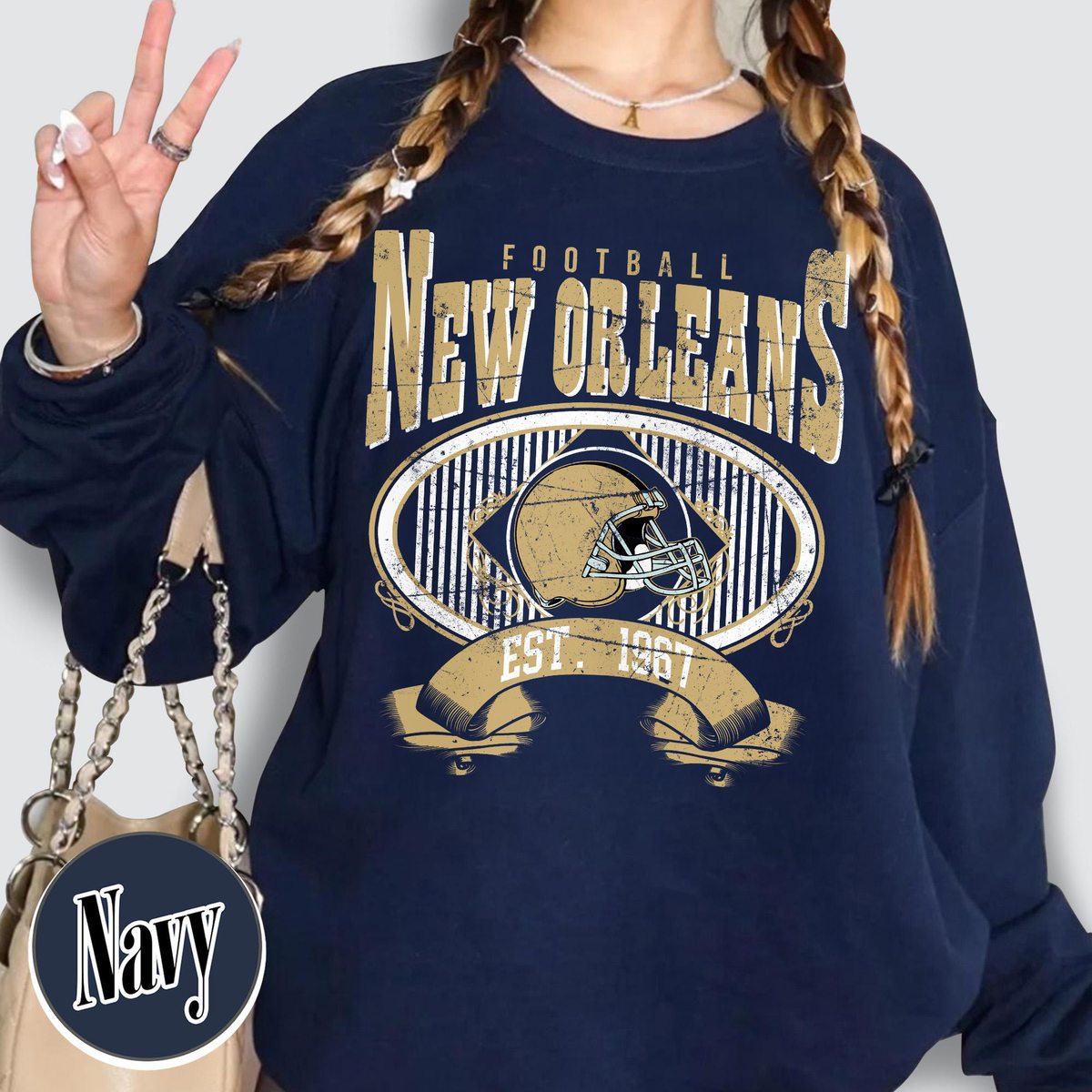 Unisex New Orleans football vintage crewneck sweatshirt for men and women