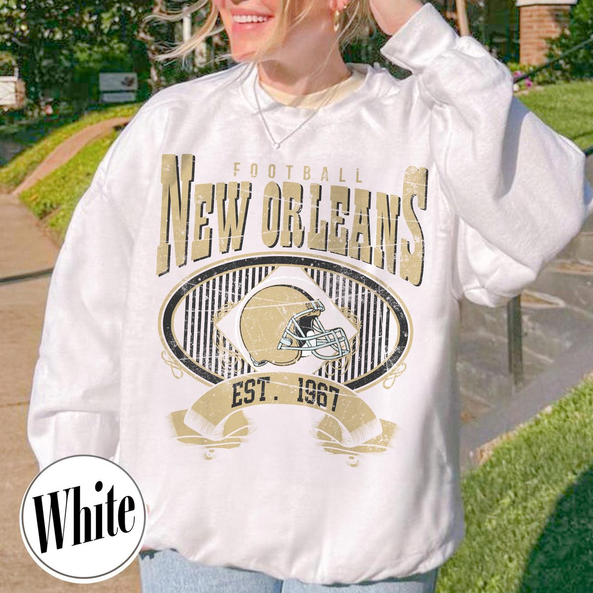 Unisex New Orleans football vintage crewneck sweatshirt for men and women
