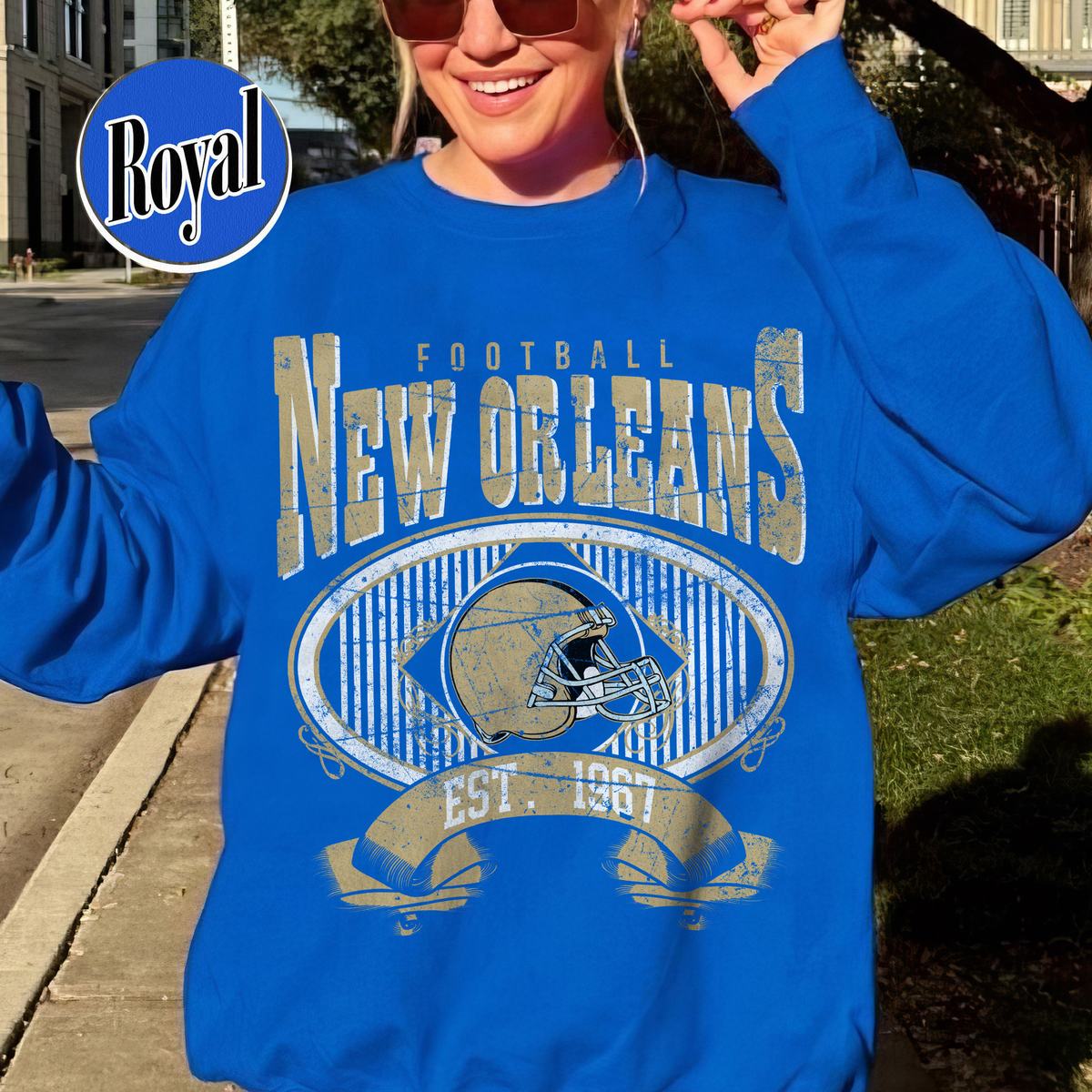 Unisex New Orleans football vintage crewneck sweatshirt for men and women
