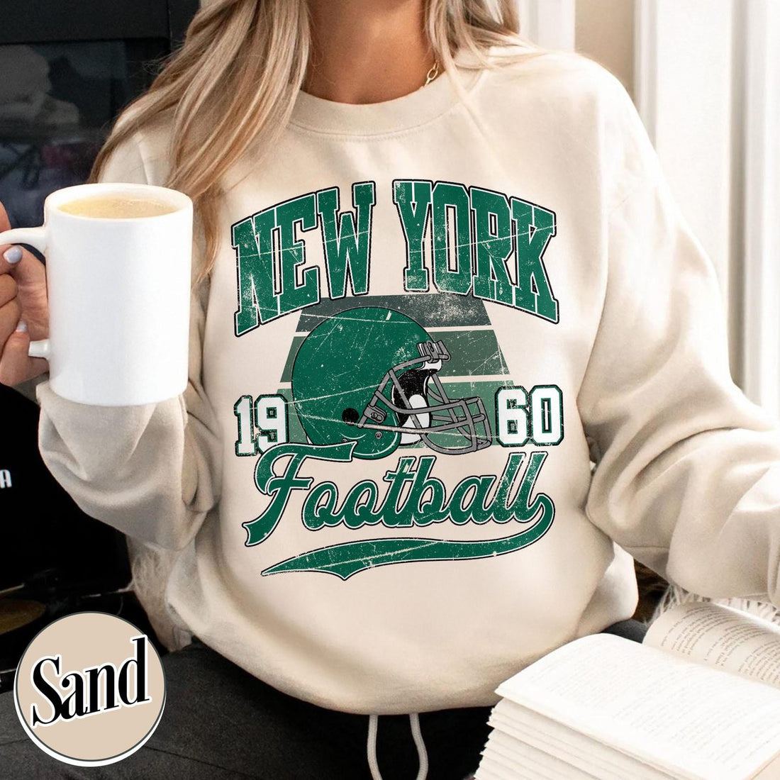 Unisex New York football vintage crewneck sweatshirt for men and women