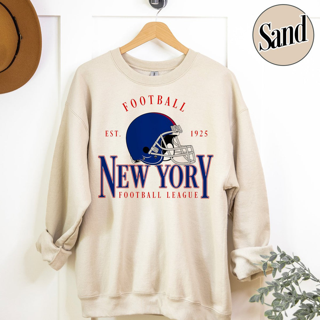 Unisex New York football vintage crewneck sweatshirt for men and women