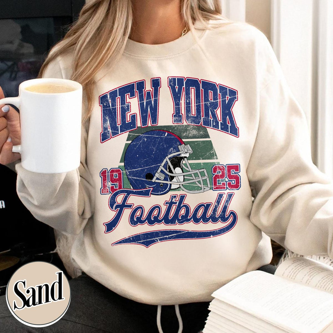 Unisex New York football vintage crewneck sweatshirt for men and women