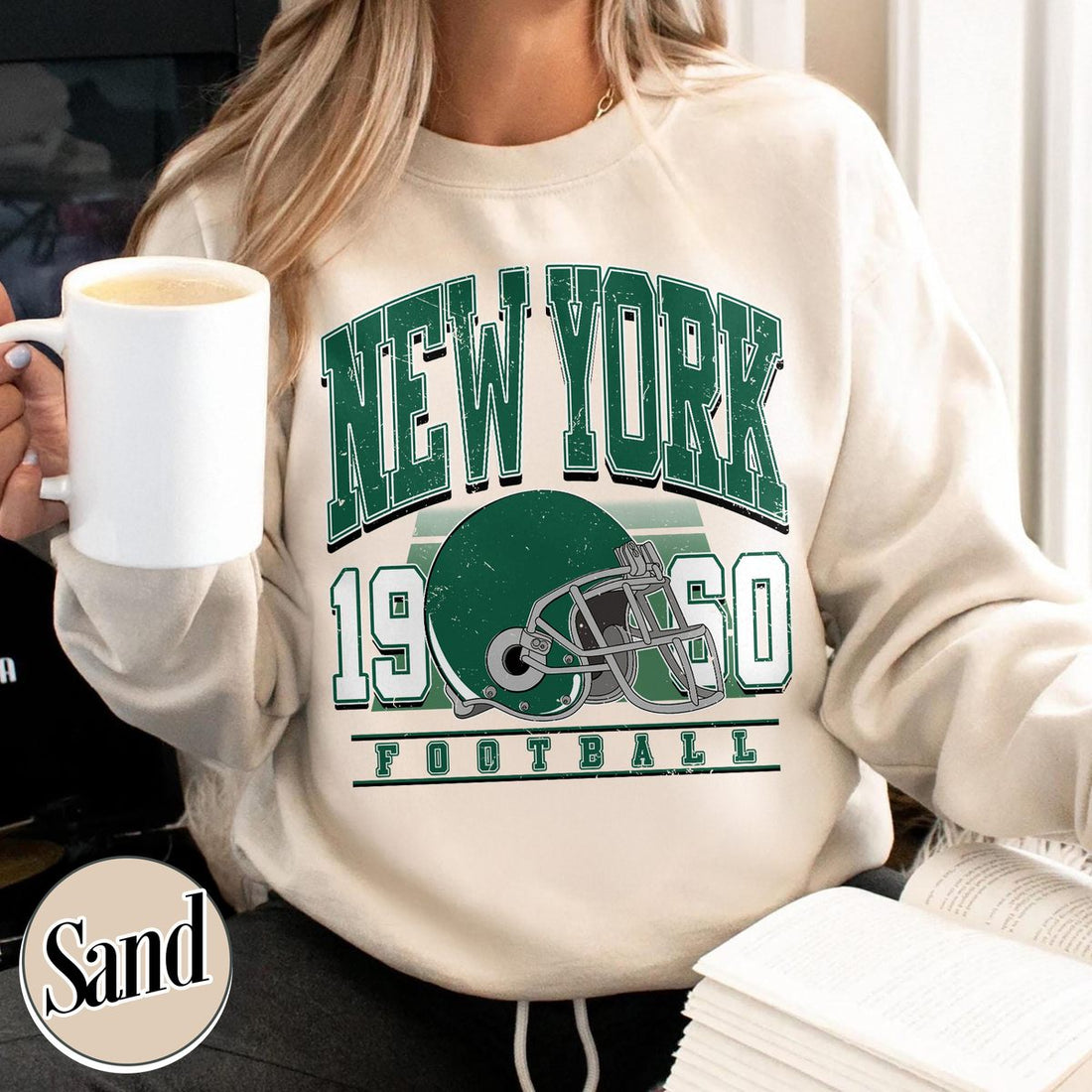 Unisex New York football vintage crewneck sweatshirt for men and women