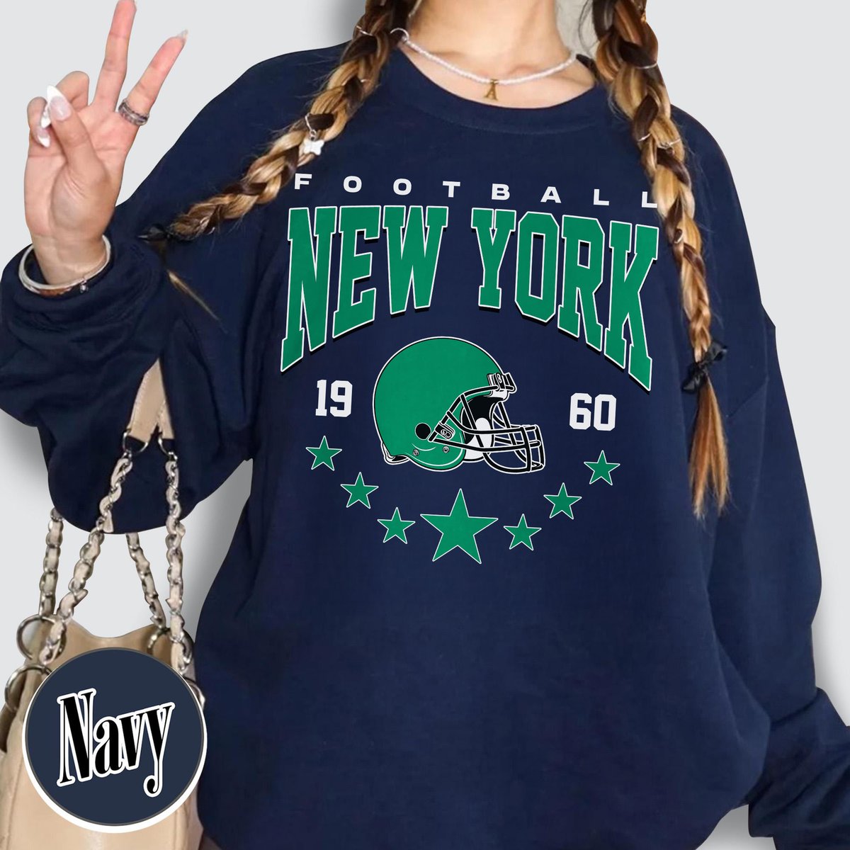 Unisex New York football vintage crewneck sweatshirt for men and women