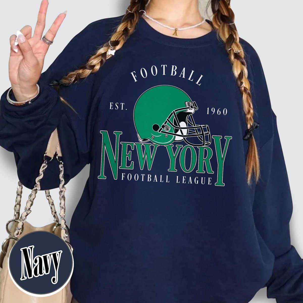 Unisex New York football vintage crewneck sweatshirt for men and women