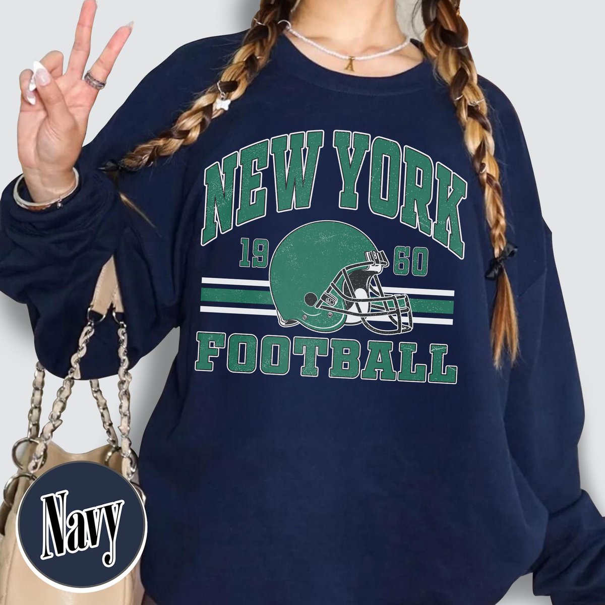 Unisex New York football vintage crewneck sweatshirt for men and women