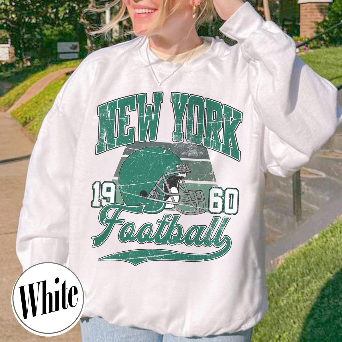 Unisex New York football vintage crewneck sweatshirt for men and women