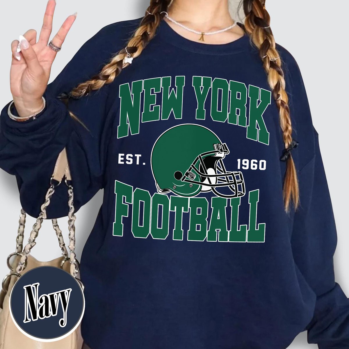 Unisex New York football vintage crewneck sweatshirt for men and women