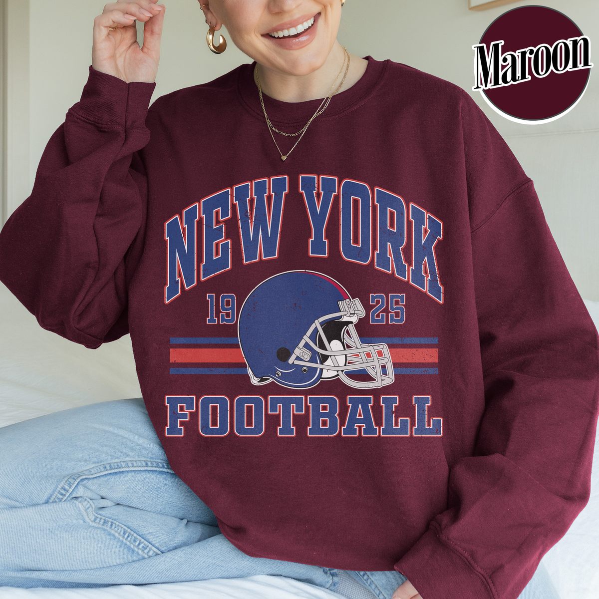 Unisex New York football vintage crewneck sweatshirt for men and women